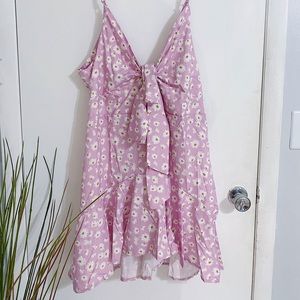 Phalopha Daisy Print Lace-Up Dress - Size XL